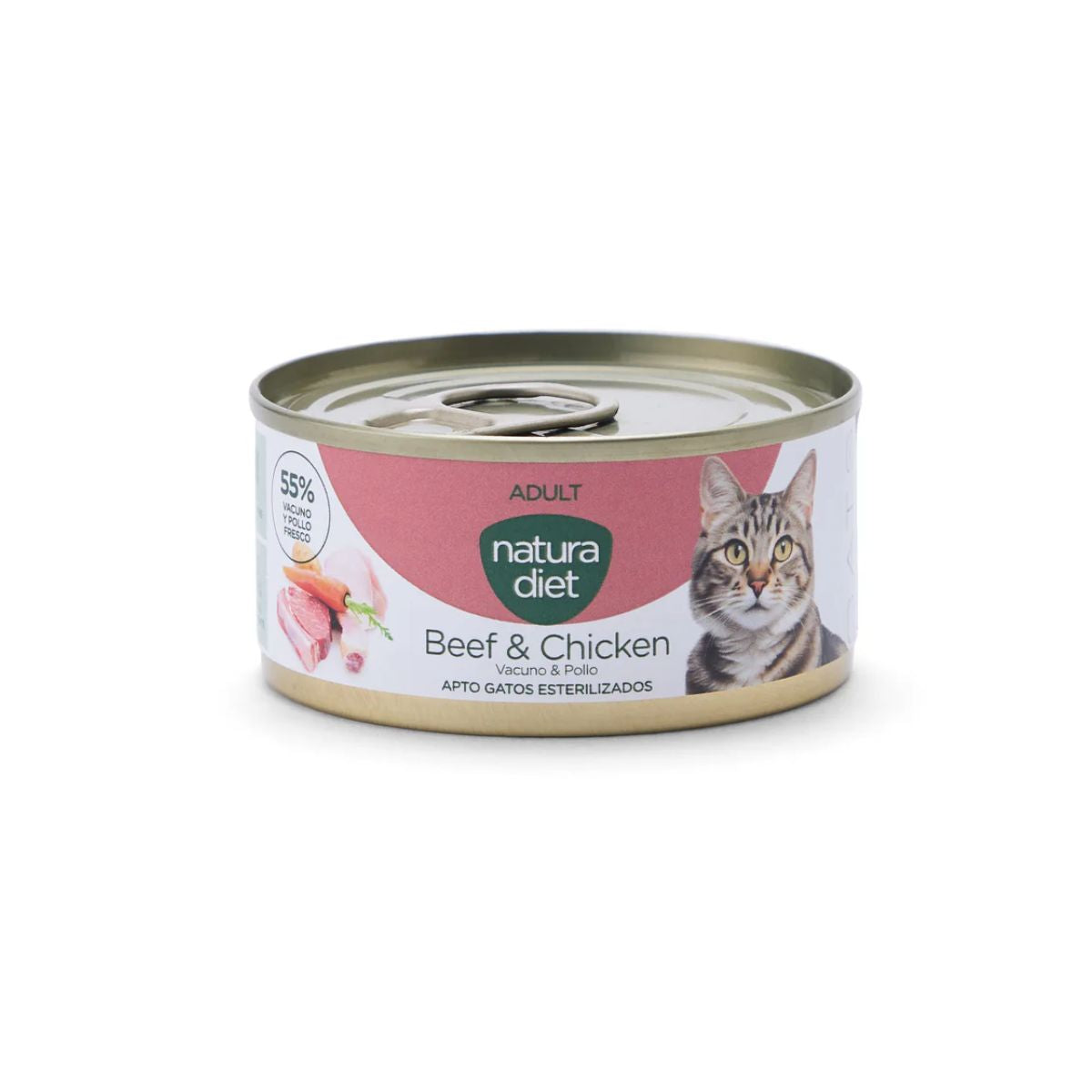 Natura Diet Cat Lata Vacuno y pollo 85 g Comida húmeda para gatos