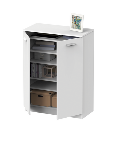 Armario Bajo Multiusos Tibet 2 Puertas Abatibles Acabado Blanco Mate, 101 Cm(alto)74 Cm(an_2