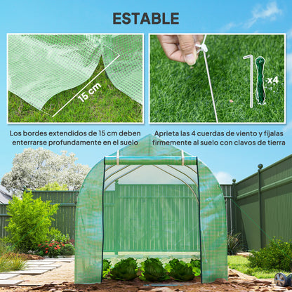 Outsunny Invernadero De Exterior 3x2x2 M Con 6 Ventanas De Malla Verde_4