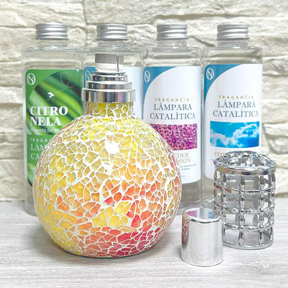 Lámpara Catalítica Mosaico Bicolor + Fragancia Caribbean Passion 500ml - Elimina Malos Olores, Impurezas Y Perfuma_5