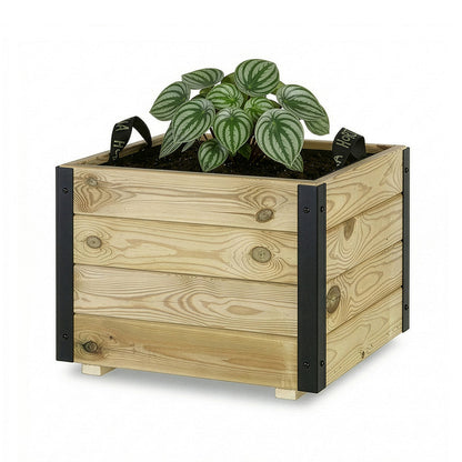 Jardinera De Madera Con Refuerzo De Aluminio 50x50x40 Cm Pun Al Hortalia_0