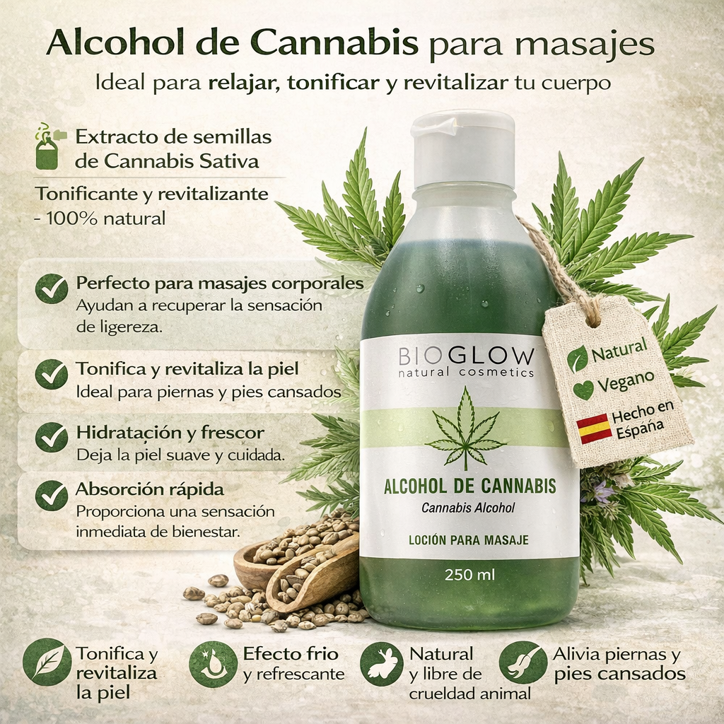 Alcohol de Cannabis Natural 250 ml | Tónico Corporal Calmante | Relajante Muscular, Activa Circulación, Piernas Cansadas_1