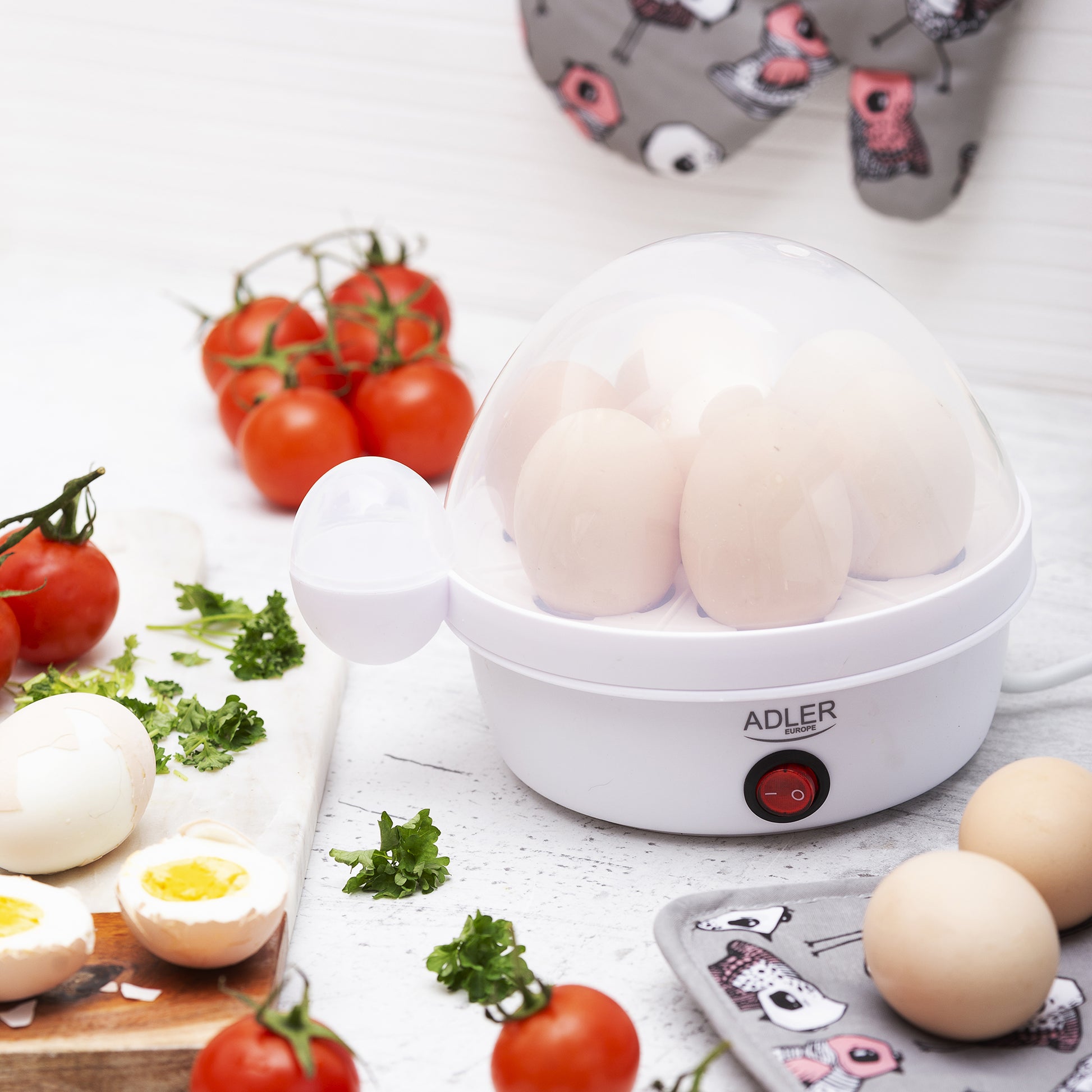 Cuece Huevos Eléctrico, 7huevos Cocidos, Ajuste Electrónico Cocción, Soporte Extraíble, Sin Bpa Adler Ad4459 Blanco