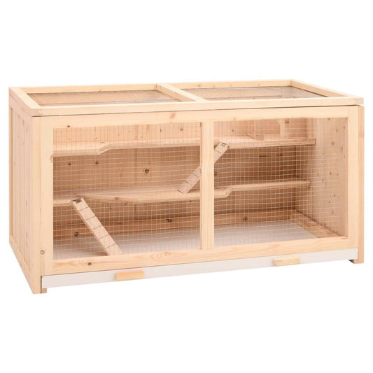 Vidaxl Jaula Para Hámster 89,5x45x45 Cm De Madera Maciza De Abeto_0