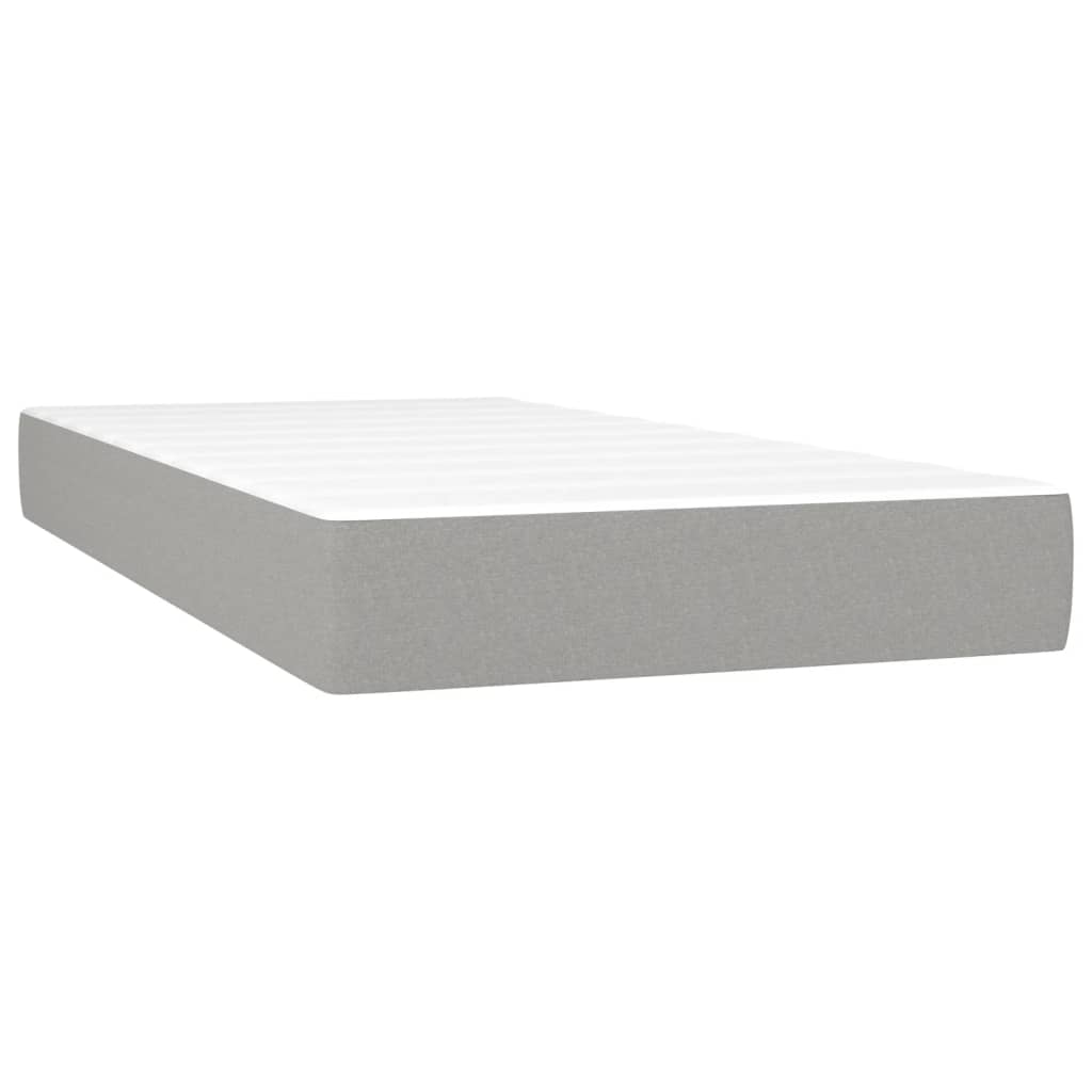 Cama Box Spring Colchón Y Luces Led Tela Gris Claro 90x200 Cm / Vetonek_3