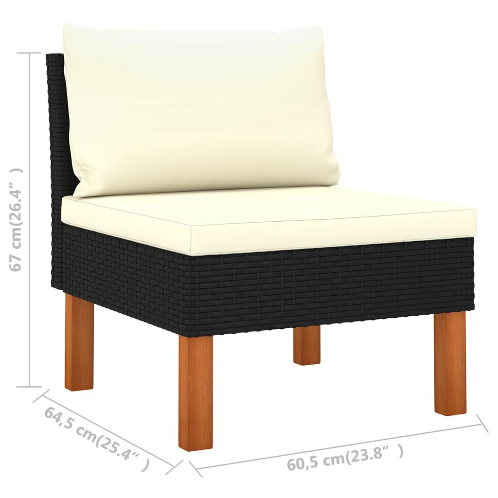 Vidaxl Sofás Centrales 2 Uds Ratán Sintético Y Madera De Eucalipto_2