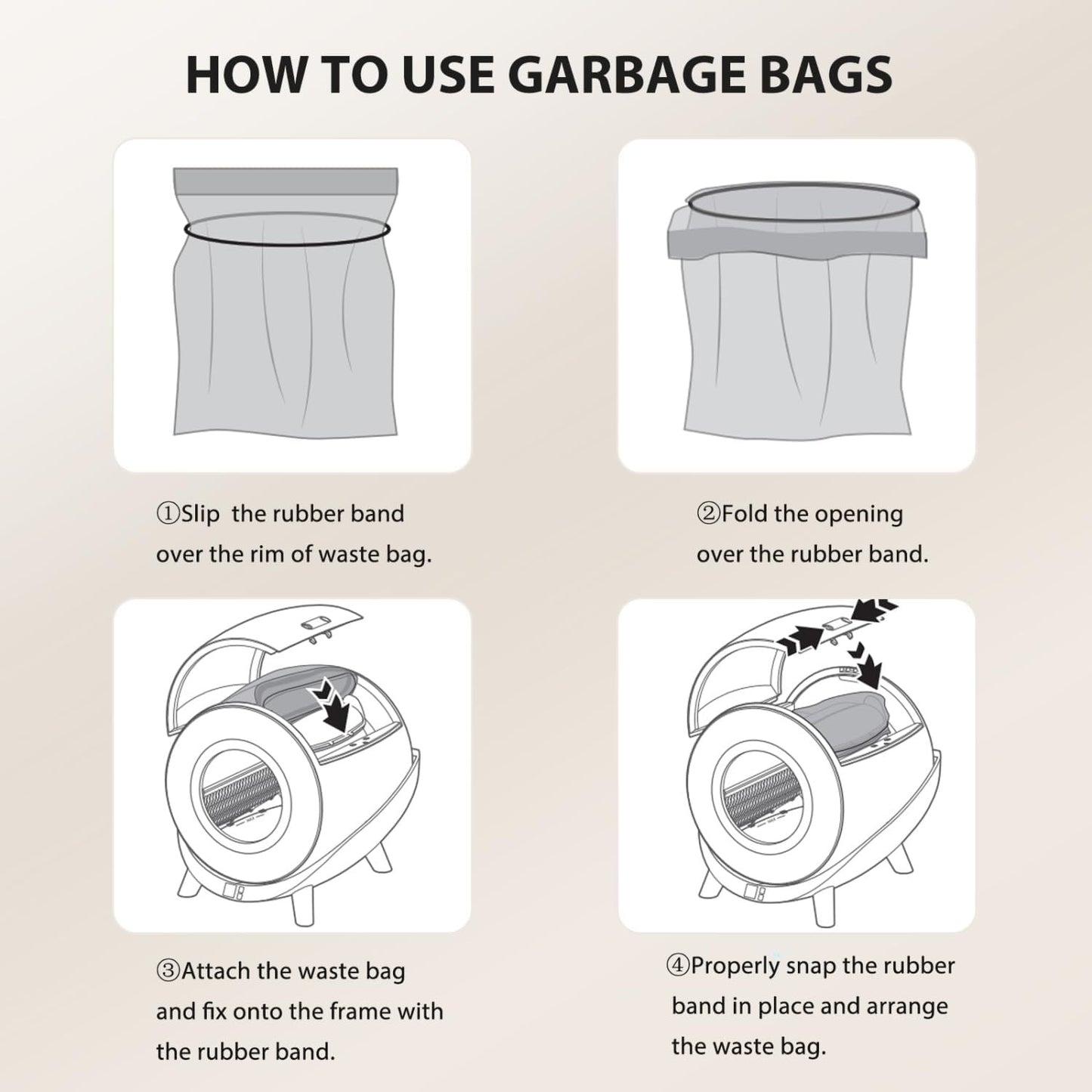 Nobleza Arenero Autolimpiable Inteligente con 2 rollos de bolsas de basura para gatos