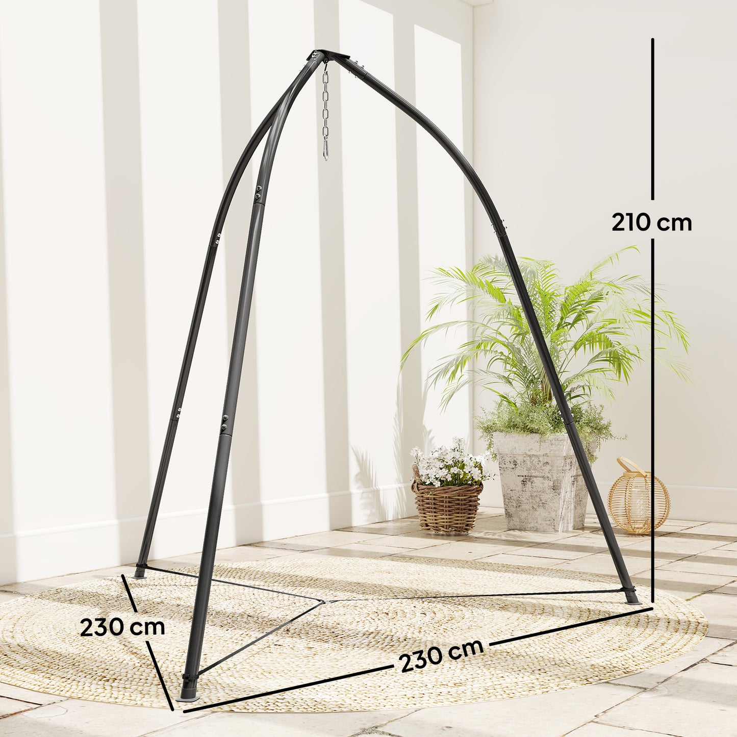 Outsunny Soporte Para Silla Colgante De Metal Con Cadena Ajustable Base Estable_2