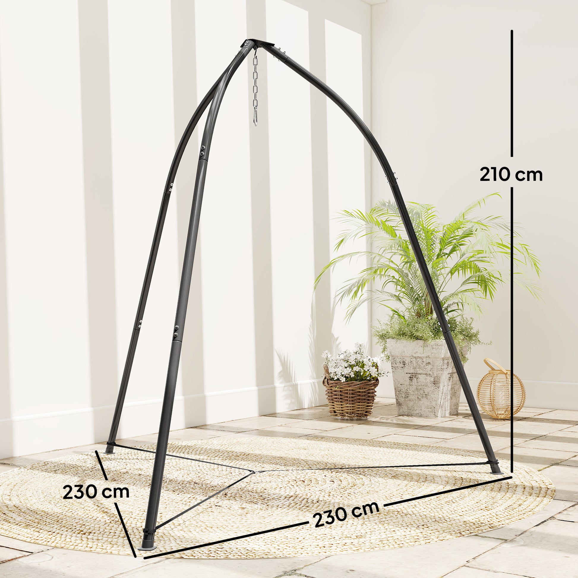 Outsunny Soporte Para Silla Colgante De Metal Con Cadena Ajustable Base Estable_2