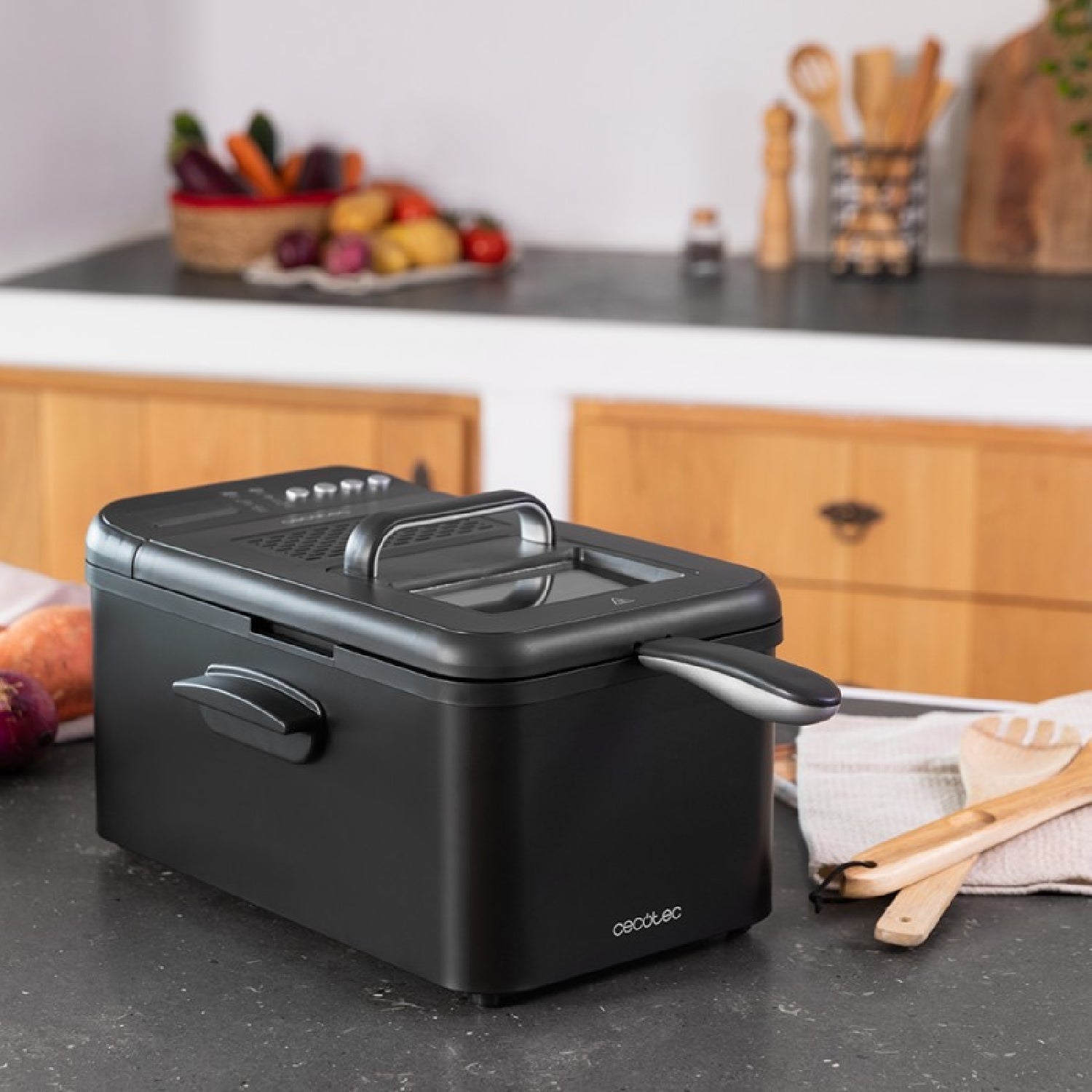 Freidora De Aceite De 3,2 Litros Cleanfry Luxury 3000 Black. 2400 W, Acero Inoxidable Lacado En Negro, 5 Programas Preestablecidos, Filtro Oilclean_1