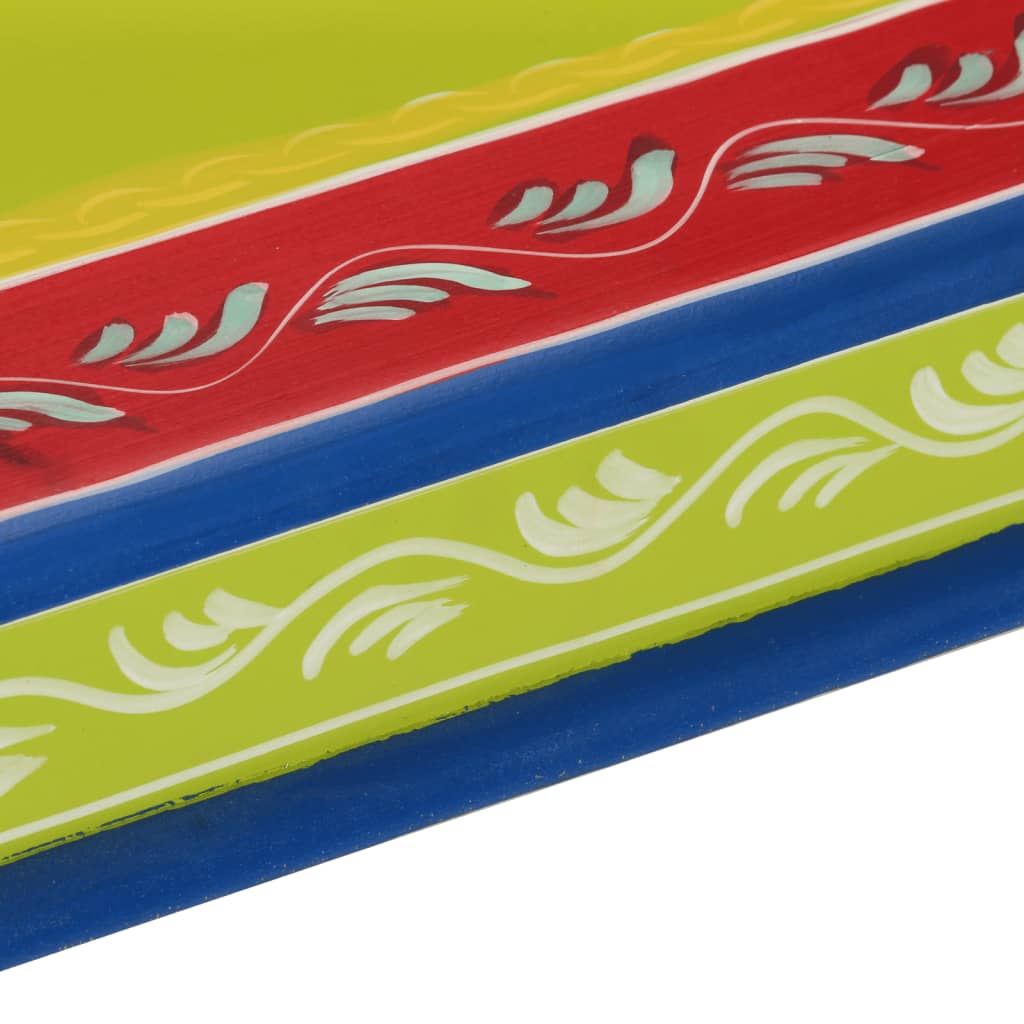Mesa De Centro Madera Maciza De Mango Verde Pintada A Mano_3