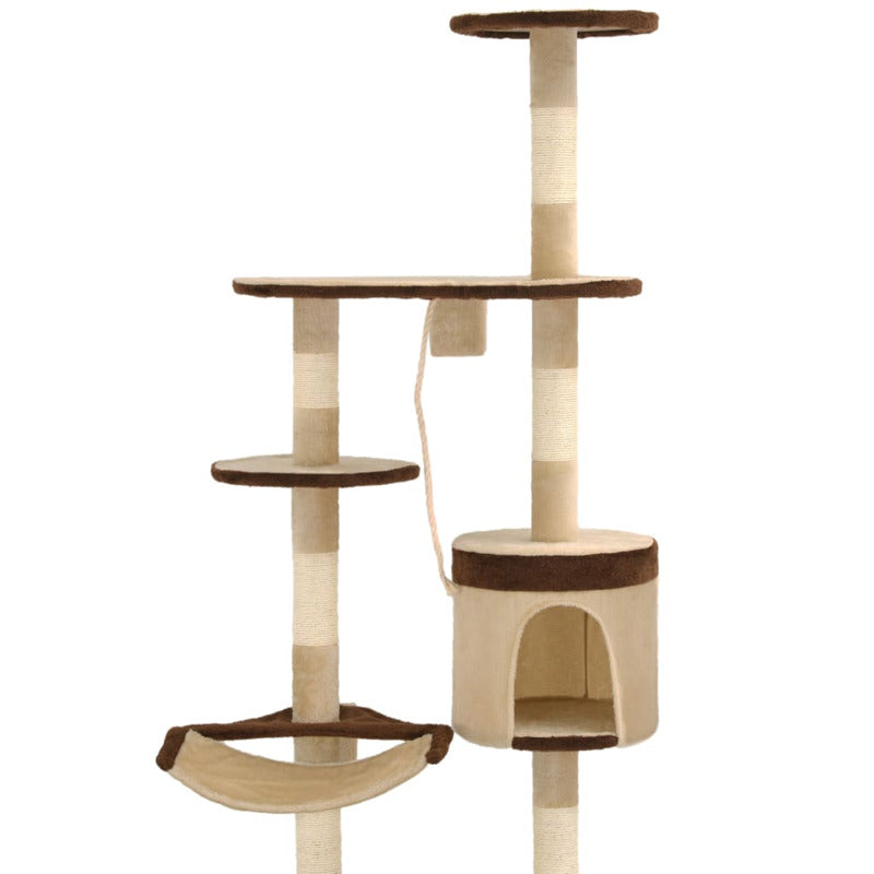 Vidaxl Rascador De Gato De Pared Postes De Sisal 194 Cm Beige Y Marrón_5