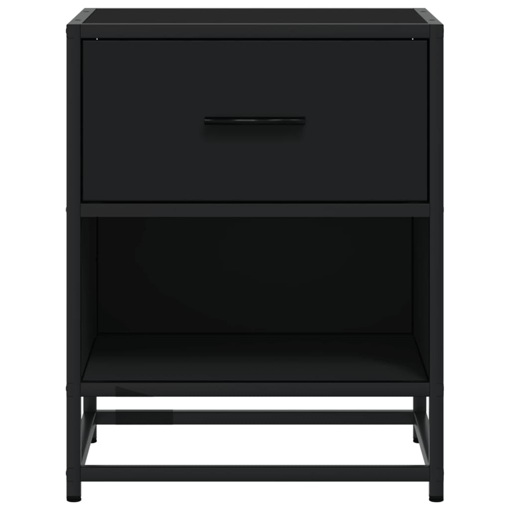 Mesita De Noche Madera Ingeniería Negro 40x31x50 Cm_3
