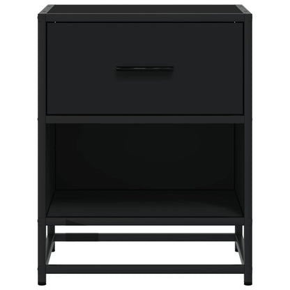 Mesita De Noche Madera Ingeniería Negro 40x31x50 Cm_3