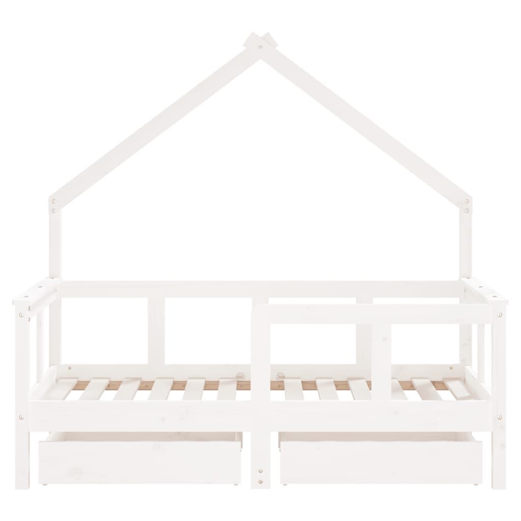 Vidaxl Estructura Cama Niños Con Cajones Madera Pino Blanco 70x140 Cm_4