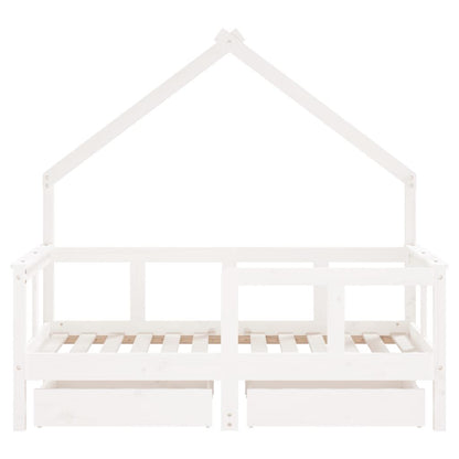 Vidaxl Estructura Cama Niños Con Cajones Madera Pino Blanco 70x140 Cm_4