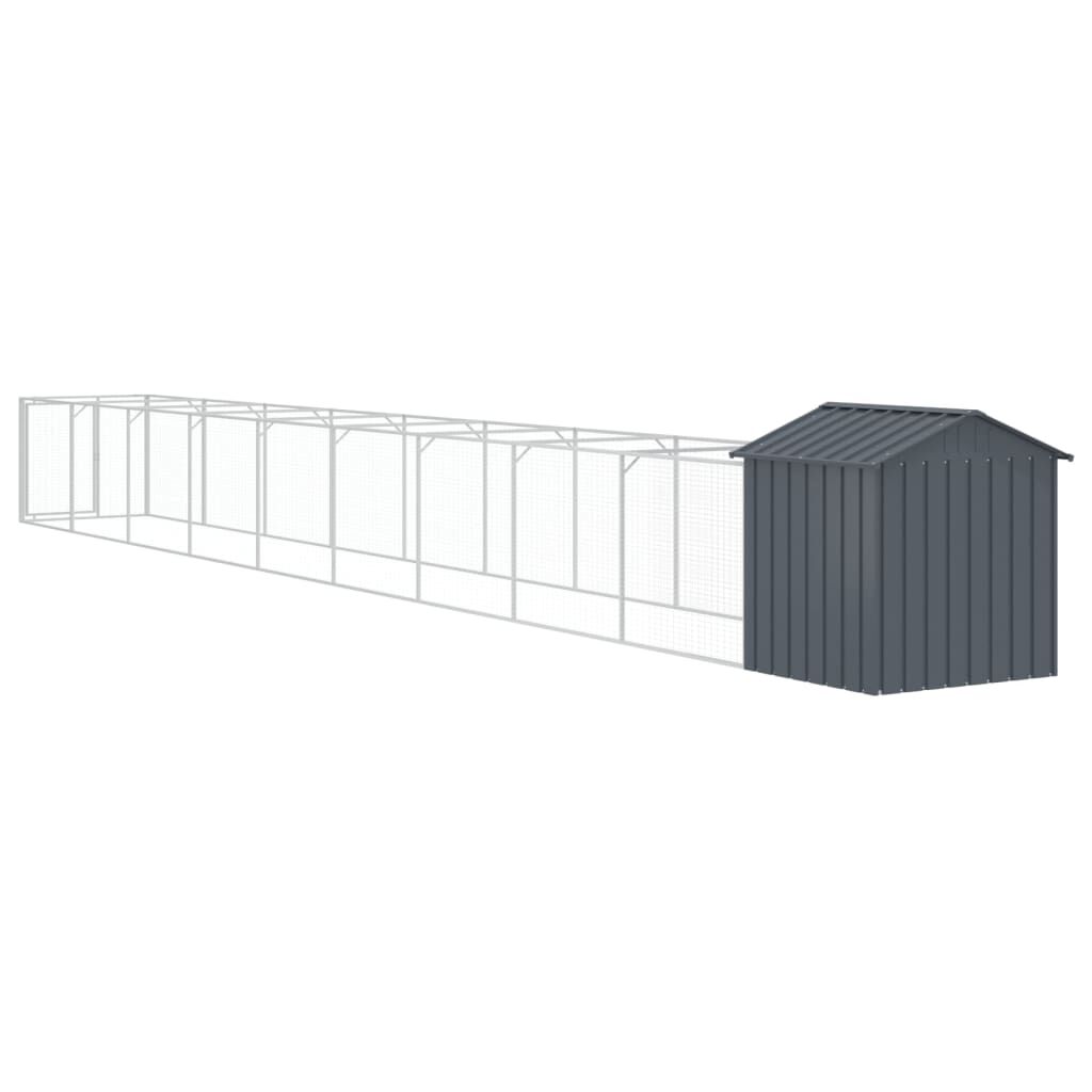 Vidaxl Caseta Perros Con Tejado Acero Galvanizado Gris 117x1017x123 Cm_4
