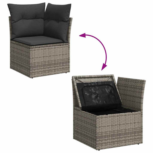 Set De Sofás De Jardín 7 Pzas Con Cojines Ratán Sintético Gris / Vetonek_0