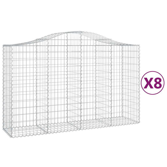 Cestas De Gaviones 8 Uds Forma De Arco Hierro 200x50x120/140 Cm_0