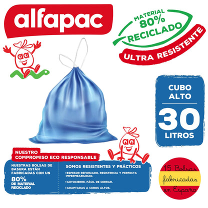 80% Reciclado 4 Rollos De 15 Bolsas De Basura 30l Con Autocierre_1