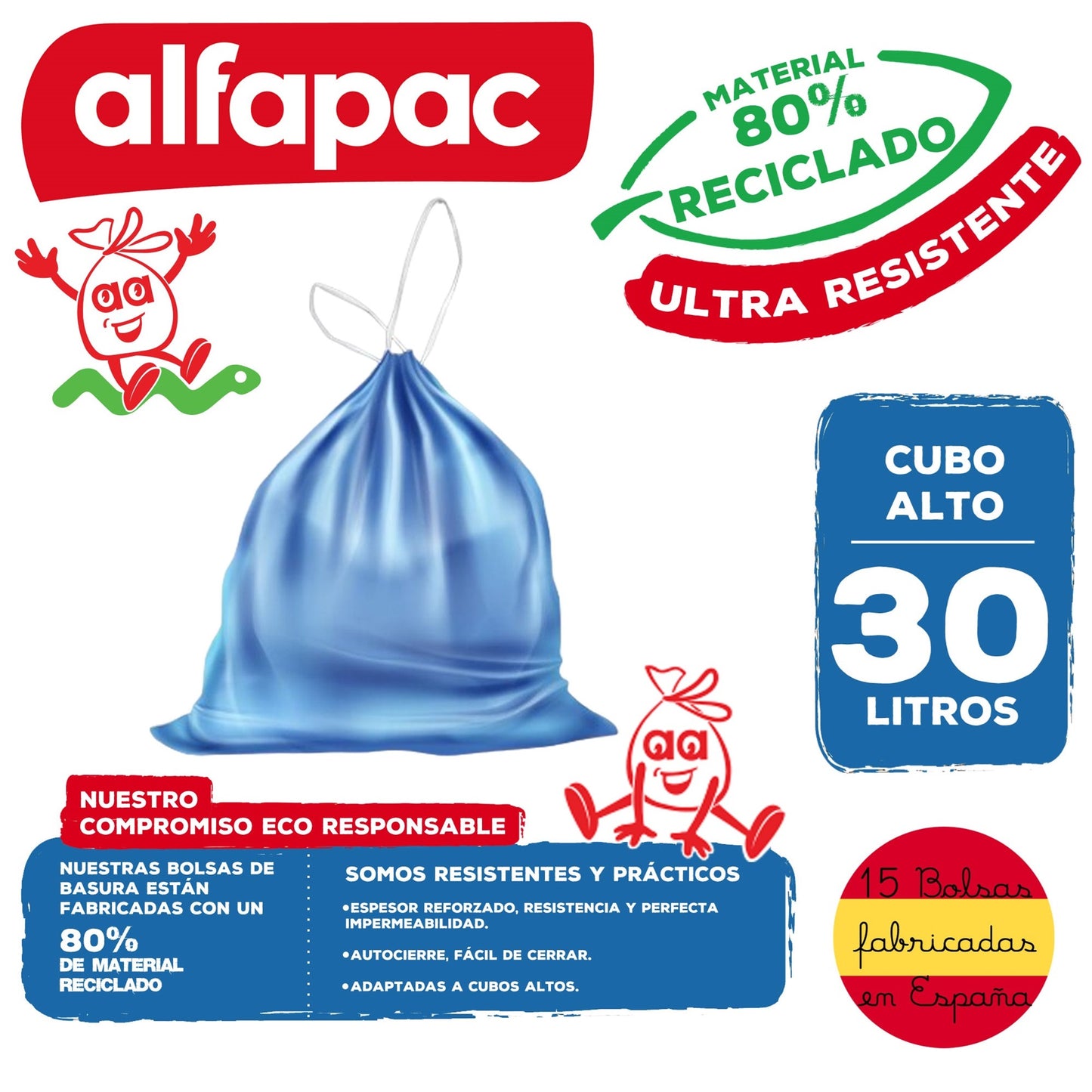 80% Reciclado 10 Rollos De 15 Bolsas De Basura 30l Cin Autocierre_1