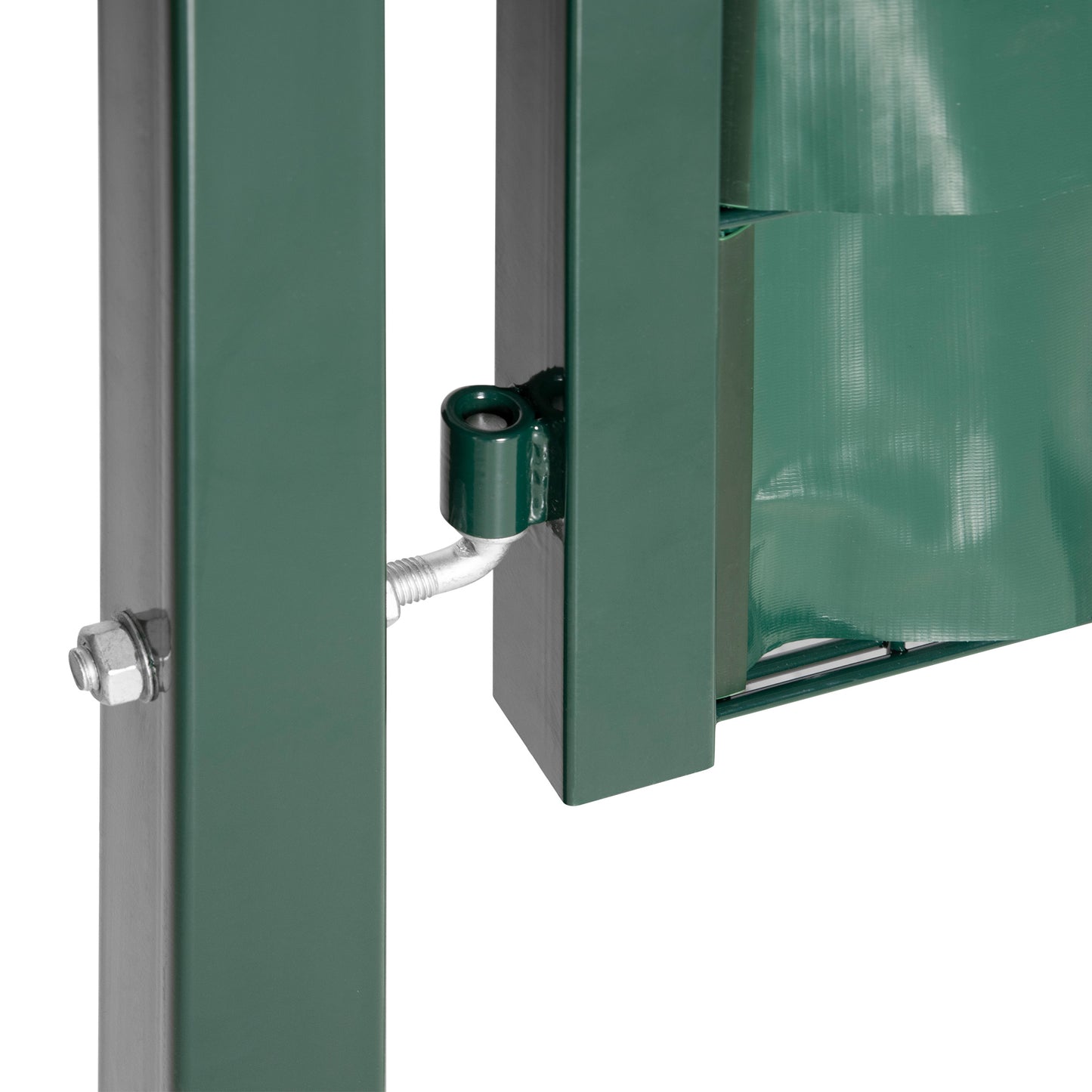 Homcom Puerta Verja De Jardín Acero Con Tela Opaca Cerradura Manija Y 3 Llaves_4