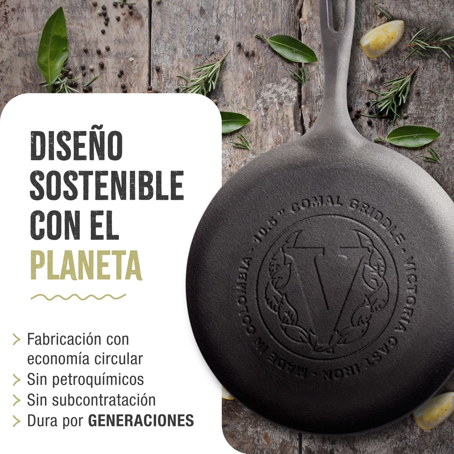 Victoria Plancha Cocina Inducción Comal Hierro Fundido Curado Para Pizza, Tortillas 26,6cm Fuego, Barbacoa, 32999_5