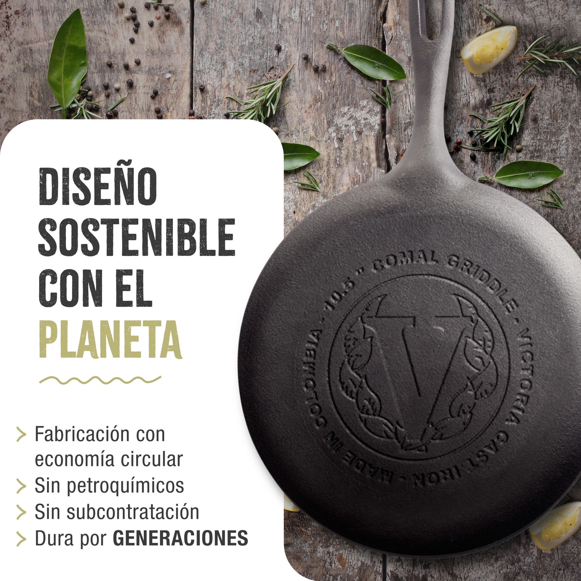 Victoria Plancha Cocina Inducción Comal Hierro Fundido Esmaltado, Pizza Tortillas 26,6cm Fuego, Barbacoa, 34504, Negro_5
