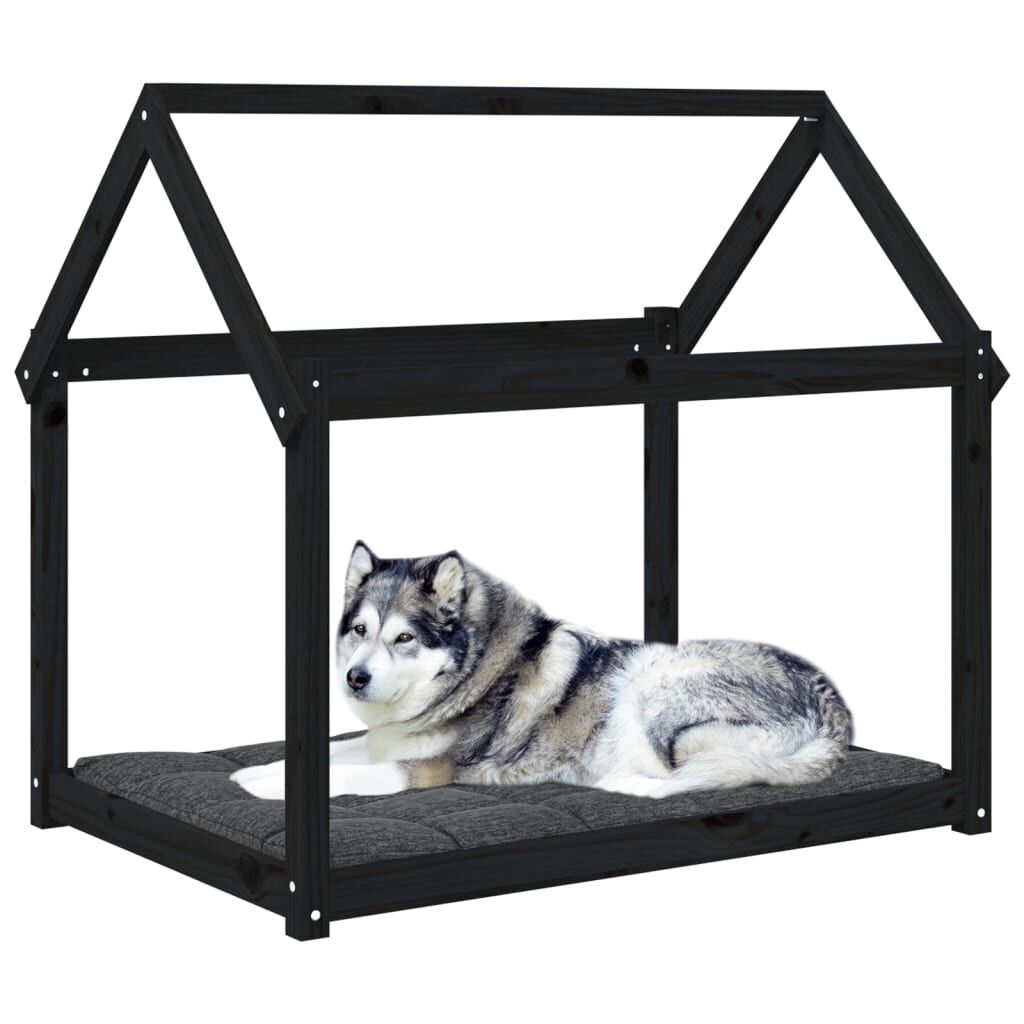 Vidaxl Cama Para Perros Madera Maciza De Pino Negro 111x80x100 Cm_3