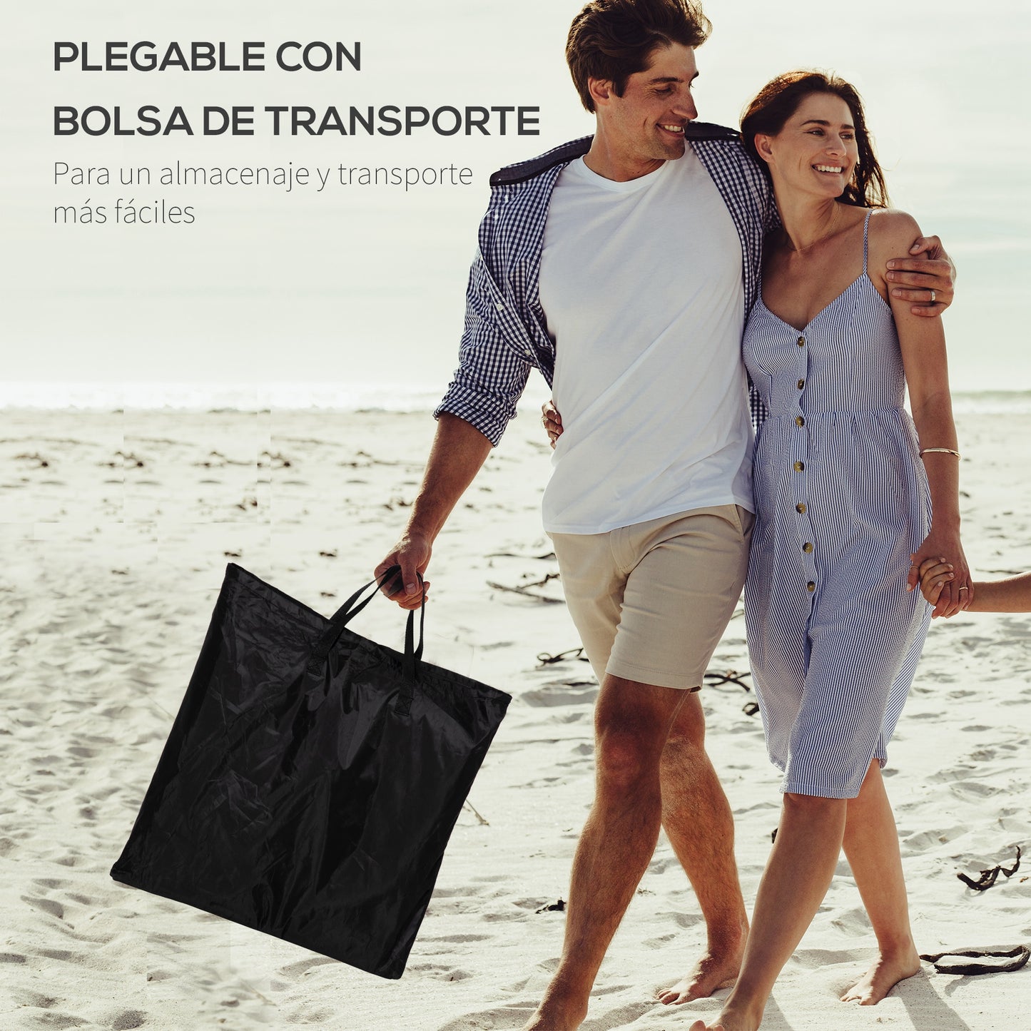 Outsunny Conjunto De 2 Esterillas De Playa Plegable 134x48x33-43 Cm Negro_5