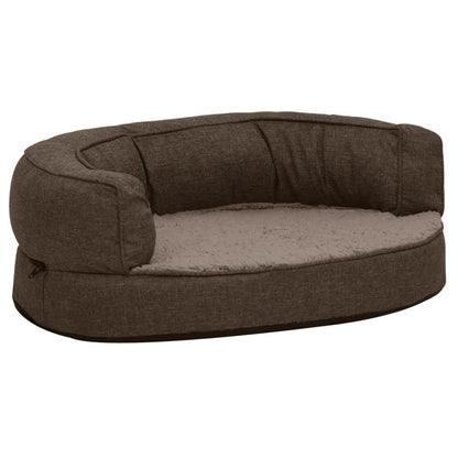 Vidaxl Colchón De Cama De Perro Ergonómico Aspecto Lino Marrón 60x42cm_0
