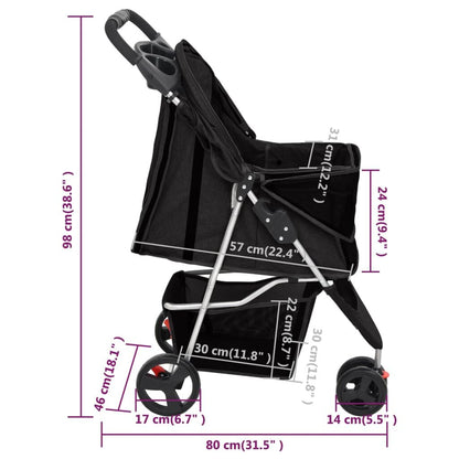 Vidaxl Cochecito Para Perros Plegable Tela Oxford Negro 80x46x98 Cm_2
