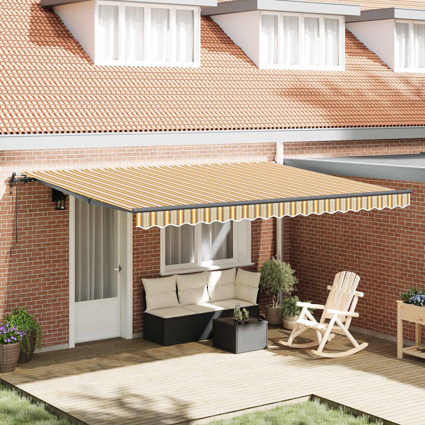 Toldo Retráctil Multicolor 450 X 300 Cm Tela Y Aluminio_1