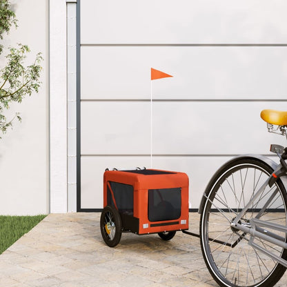 Vidaxl Remolque De Bicicleta Mascotas Hierro Tela Oxford Naranja Negro_1
