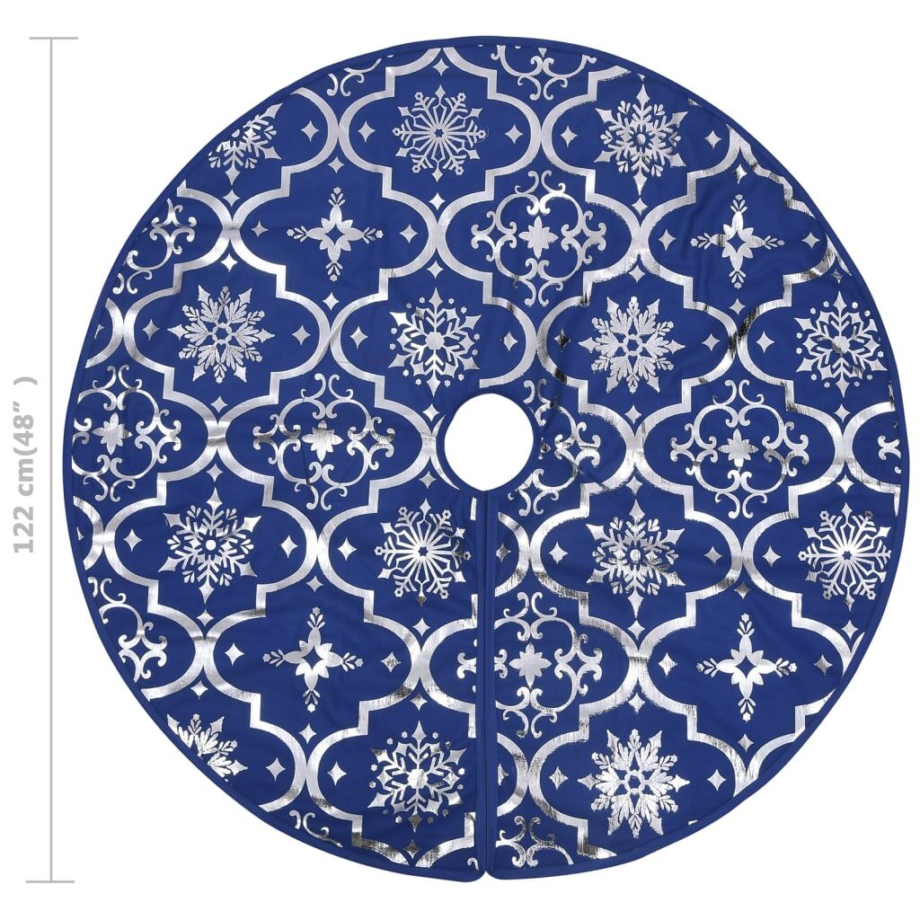 Vidaxl Falda Del Árbol De Navidad De Lujo Con Calcetín Tela Azul 122cm_2