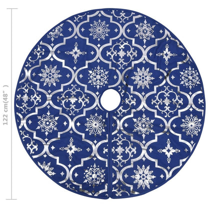 Vidaxl Falda Del Árbol De Navidad De Lujo Con Calcetín Tela Azul 122cm_2