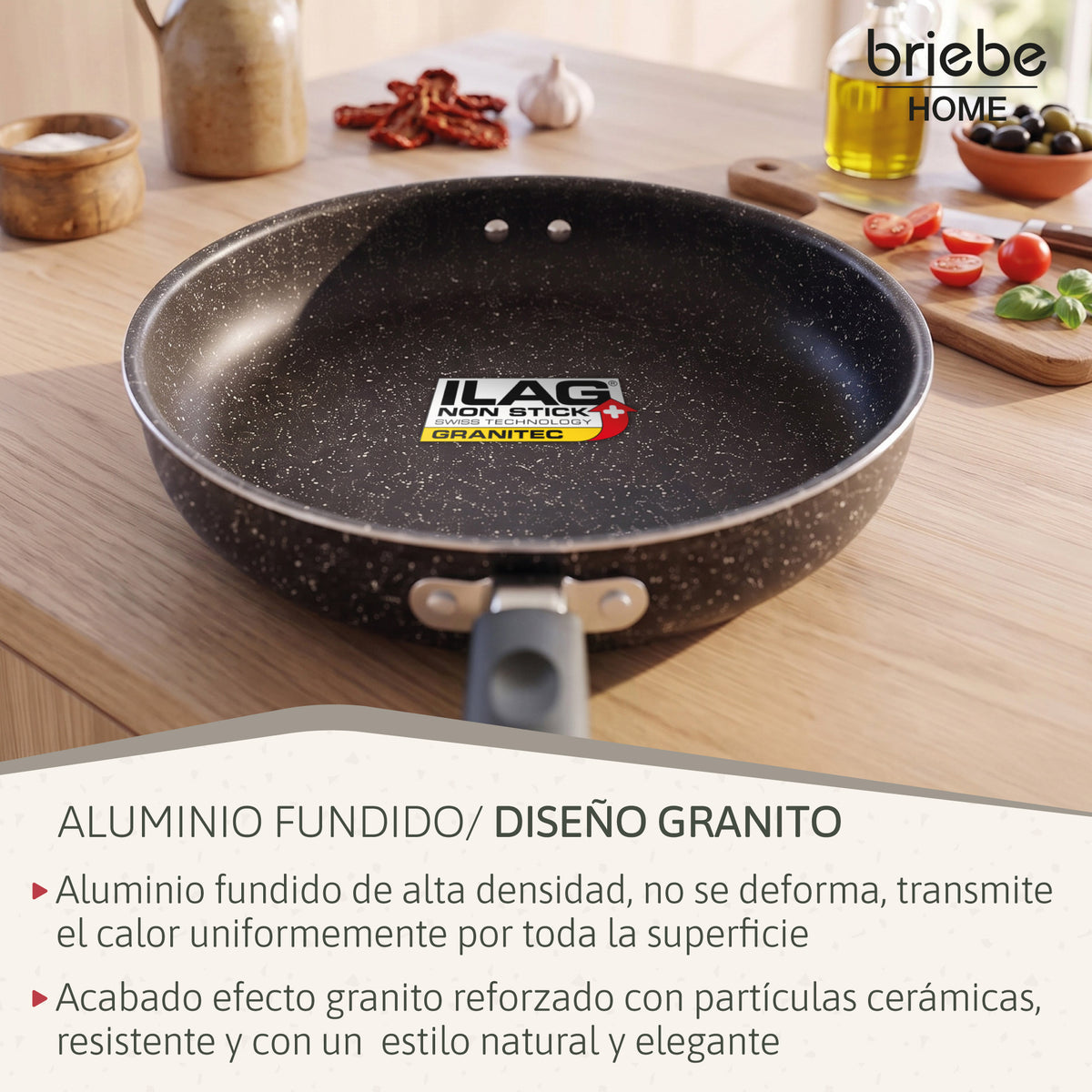 Briebe Sartén Para Tortilla De Patatas Doble, Inducción 24cm Antiadherente Ilag Granitec Libre De Pfoa, Fácil Volteo Si_4