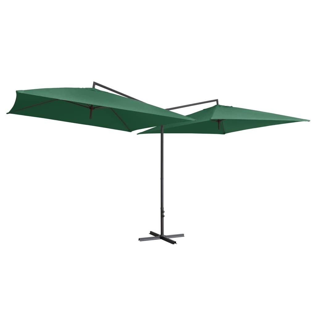 Vidaxl Sombrilla Doble De Jardín Palo De Acero Verde 250x250 Cm_1