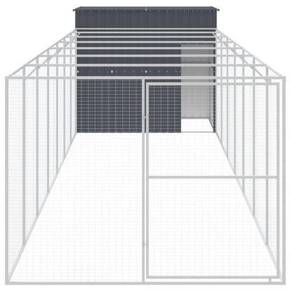 Caseta Perros Con Corral Acero Galvanizado Gris 214x865x181 Cm_2