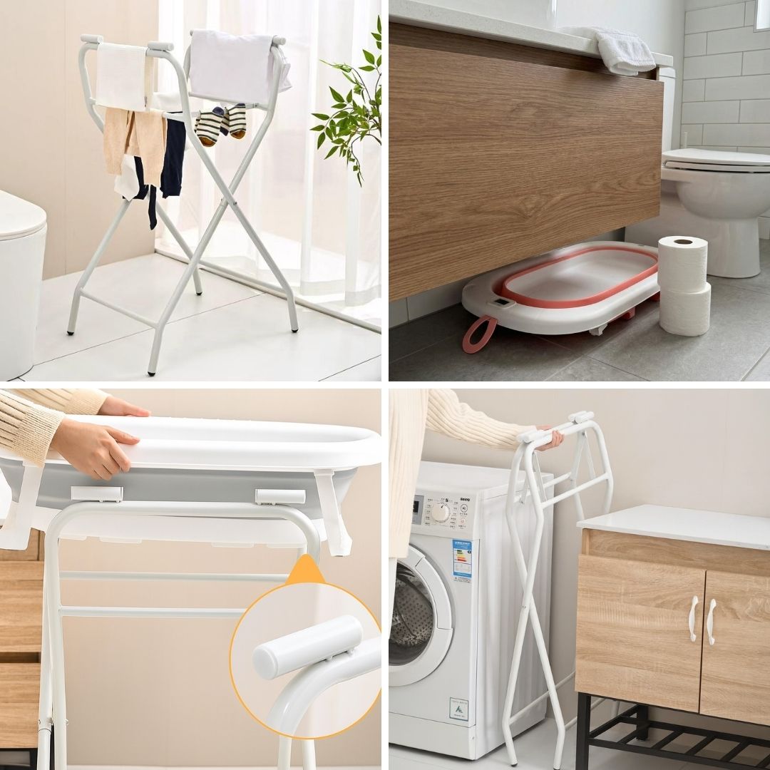 Bañera Bebé Rosa Con Cojín, Termómetro Y Soporte Plegable, Segura Y Compacta Bathby_4