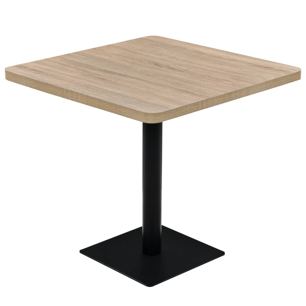 Mesa Bar Bistró Mdf Y Acero Cuadrada Color Roble 80x80x75 Cm_0