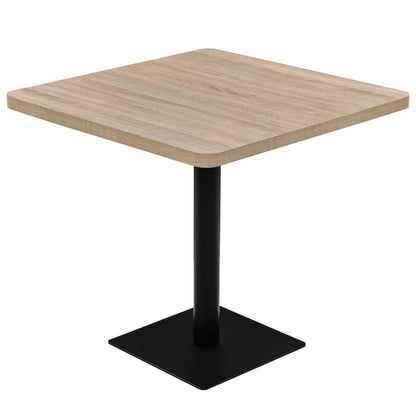Mesa Bar Bistró Mdf Y Acero Cuadrada Color Roble 80x80x75 Cm_0