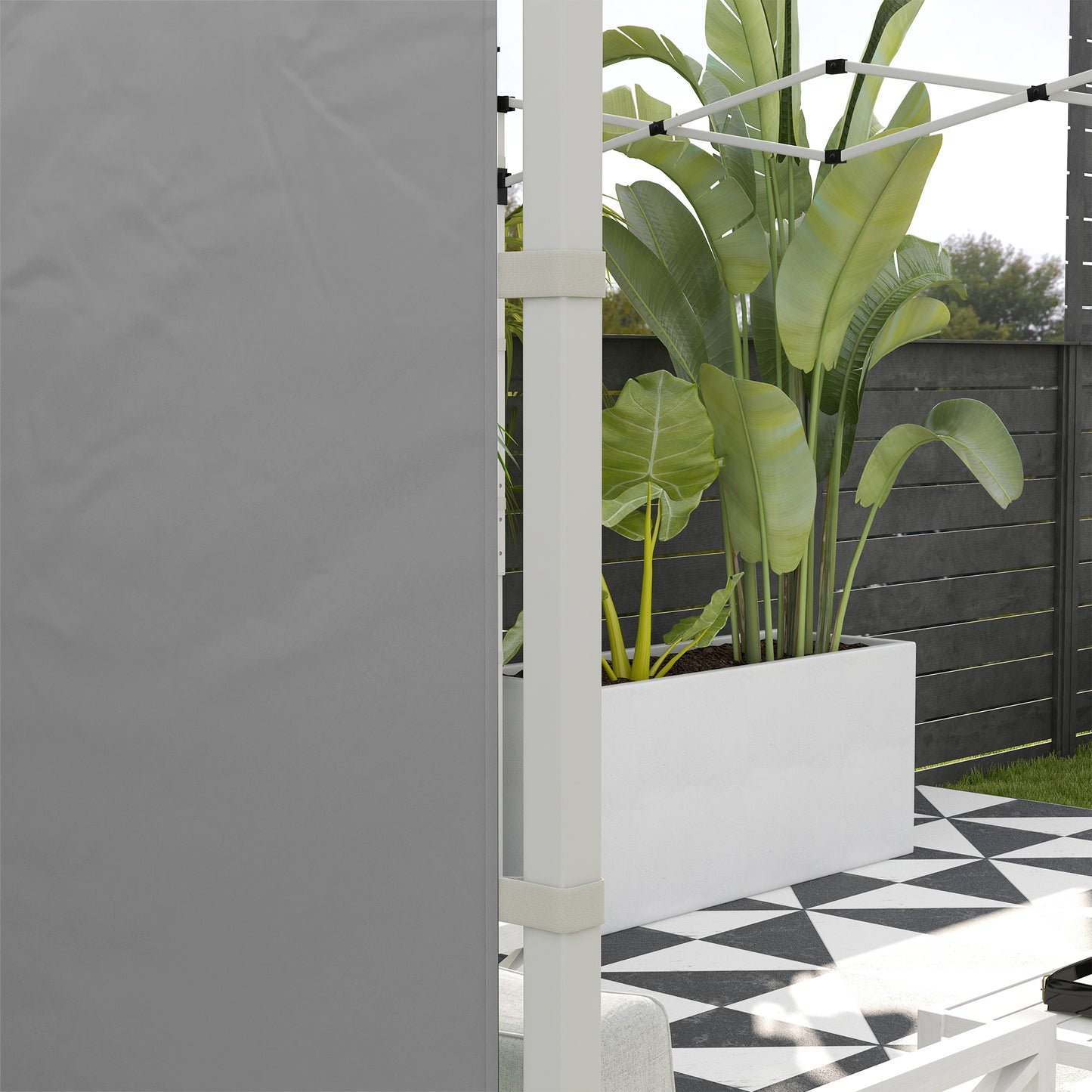 Outsunny Paredes Laterales Para Carpas De 2 Paneles 300x200 Cm Con Ventana Gris_4