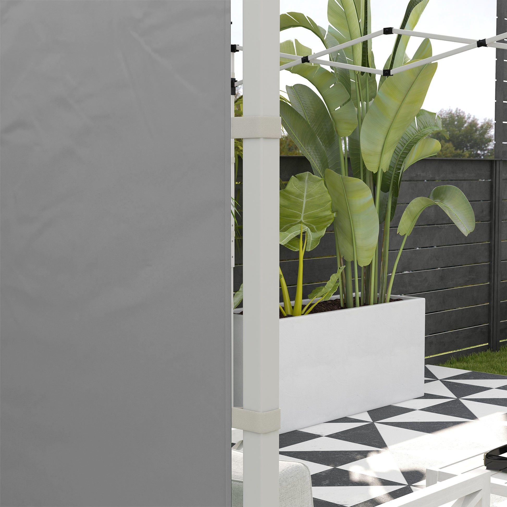 Outsunny Paredes Laterales Para Carpas De 2 Paneles 300x200 Cm Con Ventana Gris_4