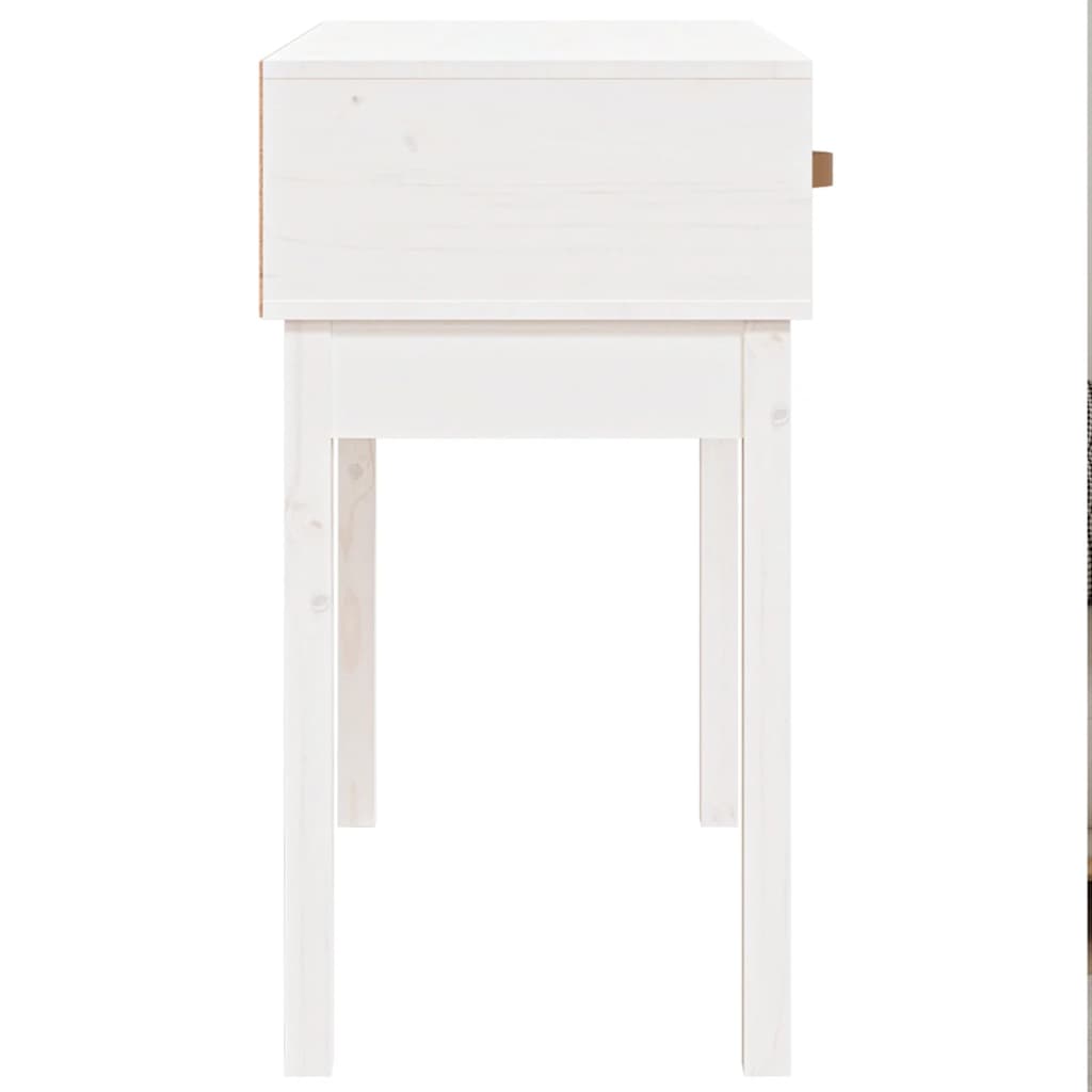 Mesa Consola De Madera Maciza De Pino Blanco 76,5x40x75 Cm_3