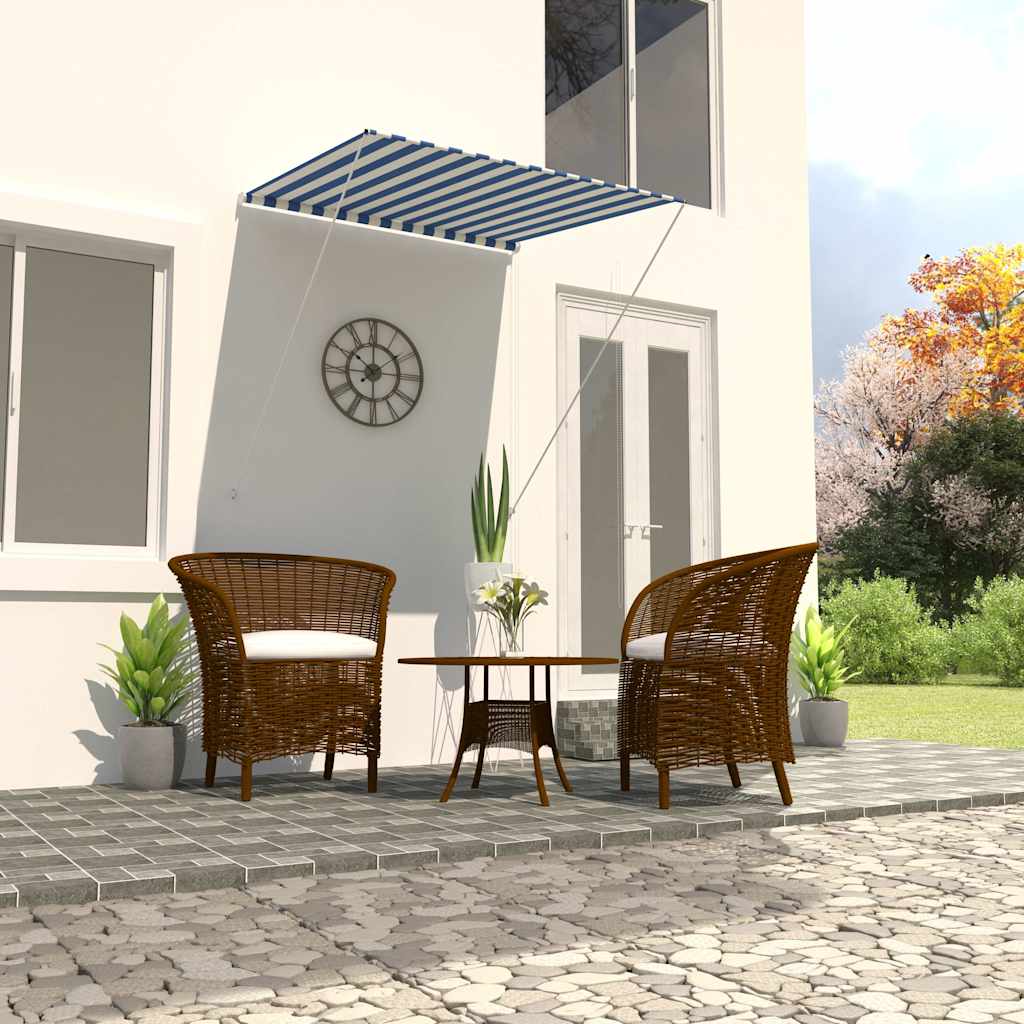 Toldo Retráctil Azul Y Blanco 100x150 Cm_1