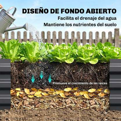 Outsunny Jardinera Elevada De Acero Galvanizado Con Fondo Abierto Gris_5