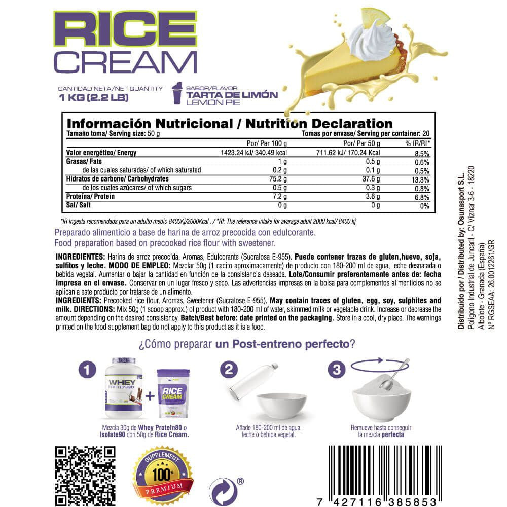 Rice Cream (crema De Arroz Pregelatinizada) - 1kg - Pastel De Limón - Fuente De Carbohidratos De Buena - Masmusculo Supp_4
