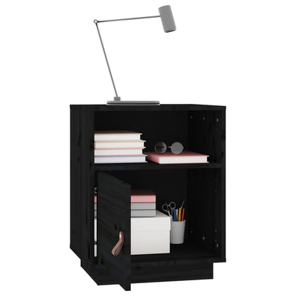 Mesitas De Noche 2 Uds Madera Maciza De Pino Negro 40x34x55 Cm_3