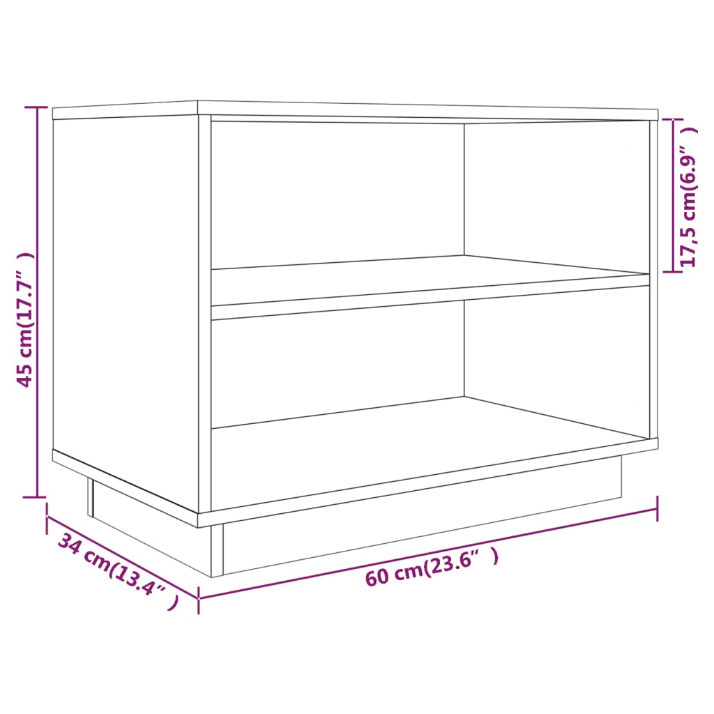 Armario Zapatero De Madera Maciza De Pino Negro 60x34x45 Cm / Vetonek_5